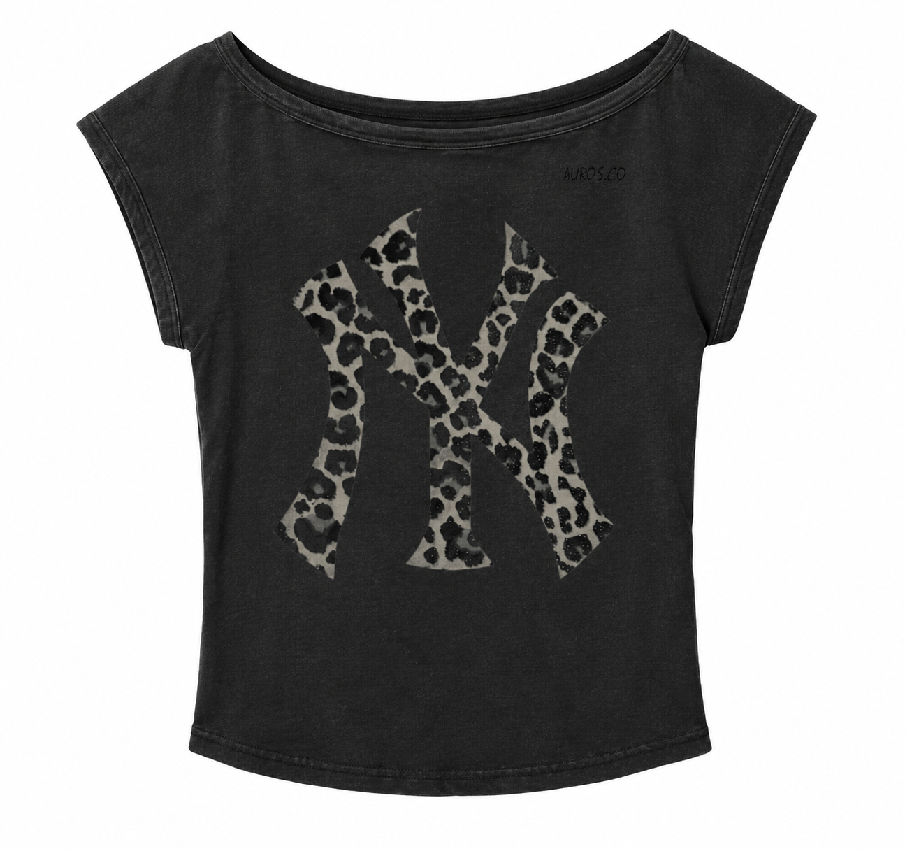 Leopard NY Boat Neck Baby Tee
